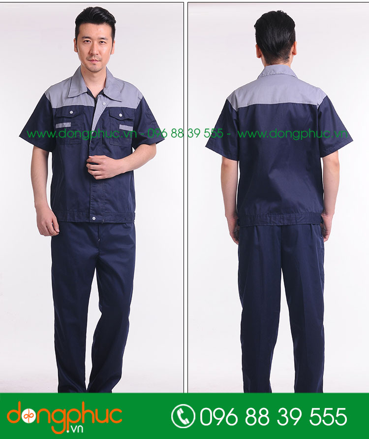 Mẫu bảo hộ màu tím than phối ghi cộc tay